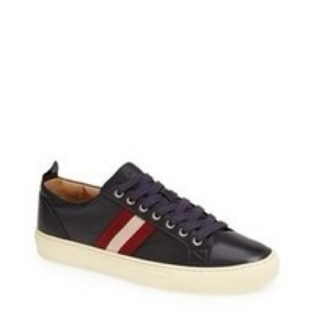 Bally Men’s Hectore Navy Leather Low-Top Sneakers Size 8D US